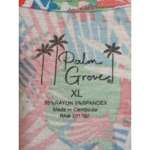 Palm Grove XL Short Sleeve Scoop Neck, Multicolored T-shirt, Ruched Left Side - Picture 3 of 6